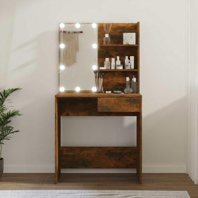 Kaptafel met LED-verlichting 74,5x40x141 cm bruineikenkleurig
