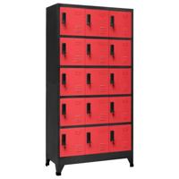 Lockerkast 90x40x180 cm staal antracietkleurig en rood - thumbnail