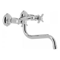 Keukenkraan Tres Clasic | Wandmontage | 360° Draaibaar | Mengkraan | 2-knops | Vintage | Chroom - thumbnail