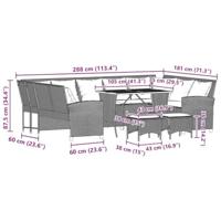 4-delige Loungeset met kussens poly rattan grijs - thumbnail