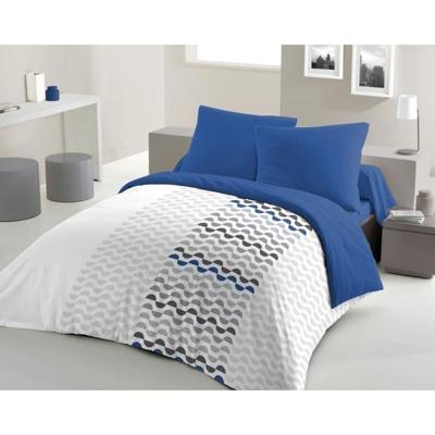 AMBROISIE microvezel dekbedset - 1 dekbedovertrek 220 x 240 cm + 2 kussenslopen 63 x 63 cm - Blauw