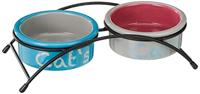 Voerbak voor katten Trixie Eat on Feet Oranje Licht Blauw Lila Keramisch Ijzer Ø 12 cm (2 Stuks) - thumbnail