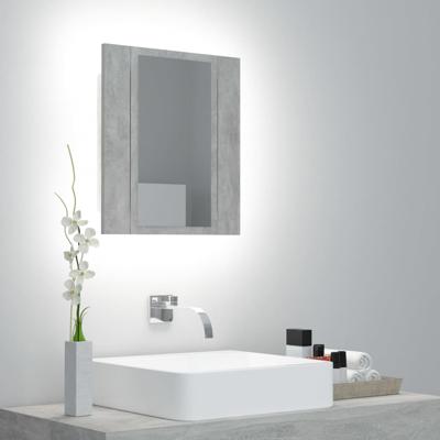 VidaXL Badkamerkast met spiegel en led 40x12x45 cm acryl betongrijs