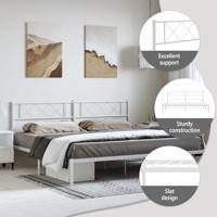 Bedframe met hoofdbord metaal wit 183x213 cm - thumbnail