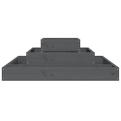 VidaXL Plantenbak 80x80x27 cm massief grenenhout grijs