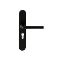 Hardbrass Deurkruk Samos op ovaal langschild profielcilindergat 55mm - zwart - thumbnail