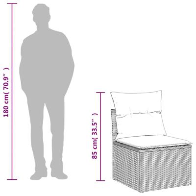 4-delige Loungeset met kussens poly rattan lichtgrijs