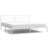Bedframe met hoofdbord metaal wit 200x200 cm - thumbnail