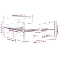 Bedframe zonder matras massief grenenhout wit 140x190 cm - thumbnail