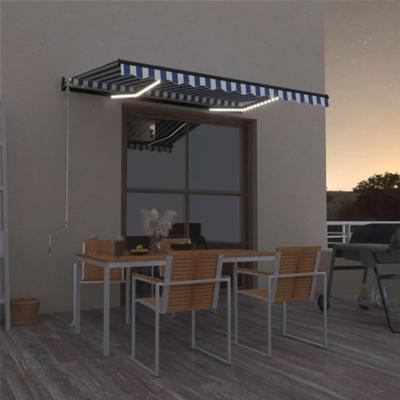 VidaXL Luifel handmatig uittrekbaar met led 350x250 cm blauw en wit VidaXL Luifel handmatig uittrekbaar met led 350x250 cm blauw en wit