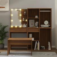 Kaptafelset met LED-verlichting bewerkt hout bruin eikenkleur - thumbnail