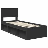 Bedframe met hoofdeinde Zwart 75 x 190 cm Massief grenenhout - thumbnail