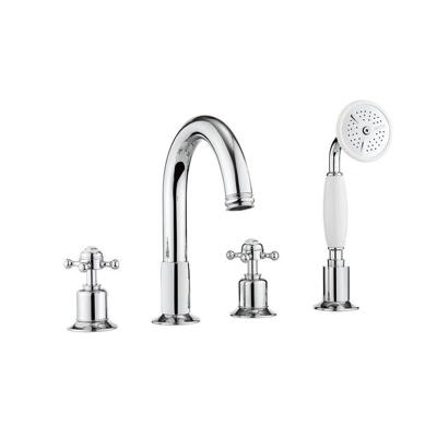 Crosswater Belgravia Badrandkraan - 4 gats - handdoucheset - kruisgreep - chroom BL440DC