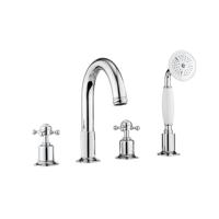 Crosswater Belgravia Badrandkraan - 4 gats - handdoucheset - kruisgreep - chroom BL440DC - thumbnail