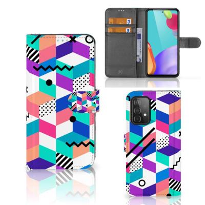 Samsung Galaxy A52 | Book Case | Blokken Kleurrijk Samsung Galaxy A52 | Book Case | Blokken Kleurrijk