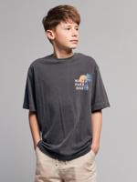 Oversized t-shirt voor jongens van katoen antraciet - thumbnail
