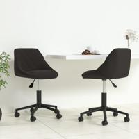 VidaXL Eetkamerstoelen draaibaar 2 st fluweel zwart - thumbnail