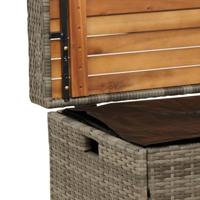 Opbergbank 100x50x52 cm poly rattan en acaciahout grijs - thumbnail