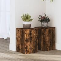 Plantenstandaards 2 st 20x20x30 cm bewerkt hout gerookt eiken - thumbnail