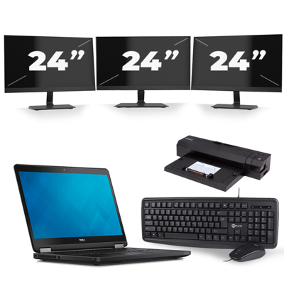Dell Latitude E5250 - Intel Core i5-5e Generatie - 12 inch - 8GB RAM - 256GB SSD - Windows 11 + 3x 24 inch Monitor
