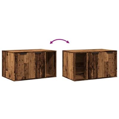 Kattenbakkast 80x50x45 cm bewerkt hout oud houtkleurig