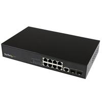 StarTech.com 10-poorts L2 beheerde Gigabit Ethernet Switch met 2 open SFP-slots, rack monteerbare netwerkkabelswitch - thumbnail