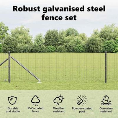 VidaXL Hek met paal grijs 0,4 x 10 m staal en pvc