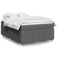 Boxspring met matras stof donkergrijs 140x200 cm - thumbnail