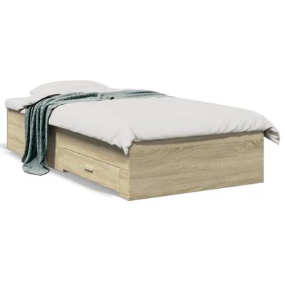 Bedframe met lades bewerkt hout sonoma eikenkleurig 90x200 cm - thumbnail