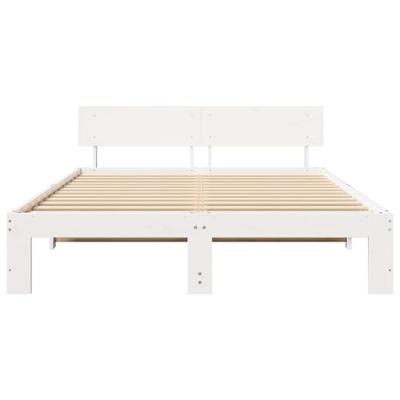 Bedframe met hoofdeinde Wit 160 x 200 cm Massief grenenhout