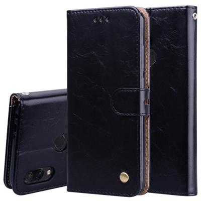 Business stijl olie Wax textuur horizontale Flip lederen case voor Xiaomi Redmi Note7 met houder & kaartsleuven & portemonnee (zwart)
