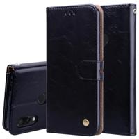 Business stijl olie Wax textuur horizontale Flip lederen case voor Xiaomi Redmi Note7 met houder & kaartsleuven & portemonnee (zwart) - thumbnail