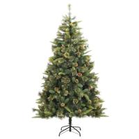 VidaXL Kunstkerstboom met scharnieren en dennenappels 180 cm - thumbnail