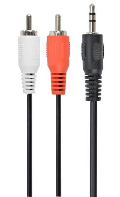 3.5 mm stereo naar RCA plug kabel, 2.5 meter