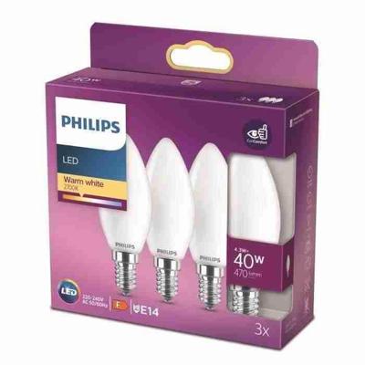 Philips LED 27217000 LED-lamp Energielabel F (A - G) E14 4.3 W = 40 W Warmwit (Ø x l) 3.5 cm x 9.7 cm 3 stuk(s)