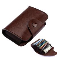 KB39 eenvoudige mode echt leer orgel kaart tas Candy kleur kaart pakket (koffie) - thumbnail