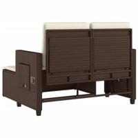 Tuinbankje verstelbaar met kussens poly rattan bruin - thumbnail