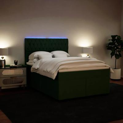 Boxspring met matras fluweel donkergroen 160x200 cm - thumbnail