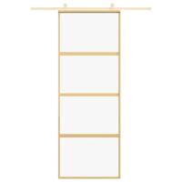 Schuifdeur 76x205 cm helder ESG-glas en aluminium goudkleurig - thumbnail