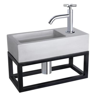 Differnz Ravo fonteinset beton lichtgrijs kraan kruis chroom 38.5 x 18.5 x 9 cm met handdoekrek