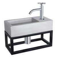 Differnz Ravo fonteinset beton lichtgrijs kraan kruis chroom 38.5 x 18.5 x 9 cm met handdoekrek - thumbnail