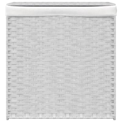 Wasmand met 2 vakken 53x35x57 cm poly rattan wit