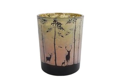 Theelichthouder glas "Forest" H12,5cm