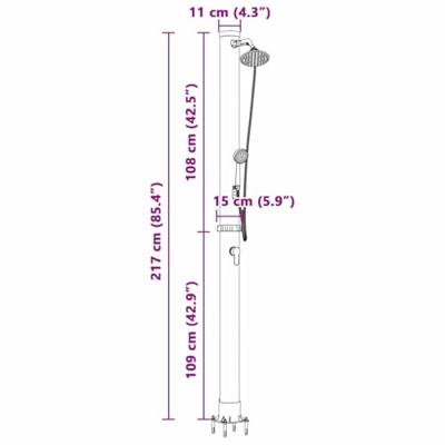 VidaXL Buitenzonne-douche zwart 217 cm pvc en aluminium