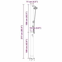 VidaXL Buitenzonne-douche zwart 217 cm pvc en aluminium - thumbnail