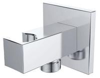 Wandaansluitbocht met handdouchehouder vierkant 1/2" chroom - thumbnail
