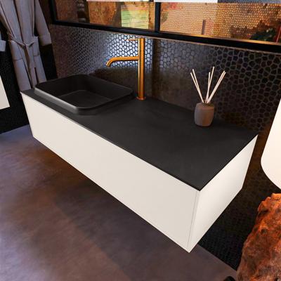 Badkamermeubelset Mondiaz Erin 120 cm met 1 Lade met RIDGE Wastafel Links Urban met 1 kraangat Greeploos Mat Linen Badkamermeubelset Mondiaz Erin 120 cm met 1 Lade met RIDGE Wastafel Links Urban met 1 kraangat Greeploos Mat Linen