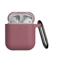 U by UAG [U] DOT Soft Touch Siliconen Hoes Apple Airpods 2 (2019) / Apple Airpods 1 (2016) [Wireless Charging Compatible (LED zichtbaar), Lightning-aansluiting afdekking, karabijnhaak ] Dusty Rose - thumbnail