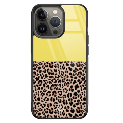 iPhone 13 Pro glazen hardcase - Luipaard geel iPhone 13 Pro glazen hardcase - Luipaard geel