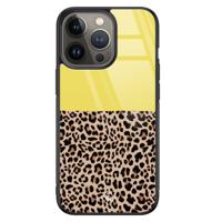 iPhone 13 Pro glazen hardcase - Luipaard geel - thumbnail